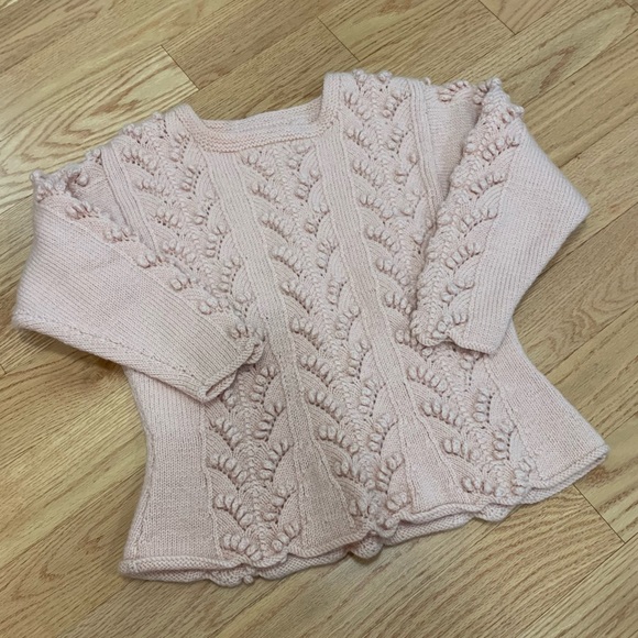 Vintage Knit Pom Pom Light Pink Sweater - Picture 9 of 14